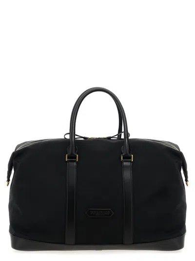 Tom Ford Leather Details Travel Bag In Black