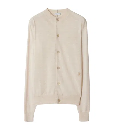 Burberry Wool Embroidered B Shield Cardigan In Sand
