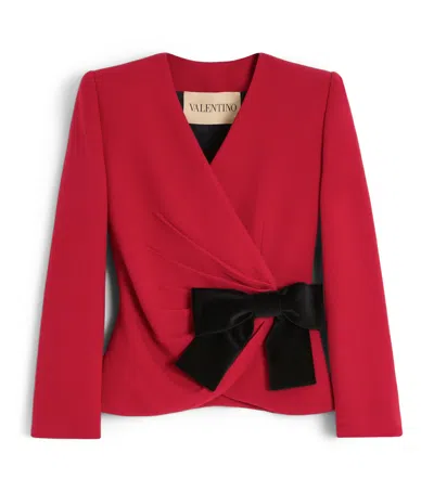 Valentino Bow Wrap Blazer Jacket In Red