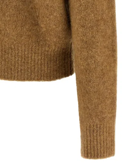 Ami Alexandre Mattiussi Camel Stretch Alpaca Blend Polo Shirt In Brown
