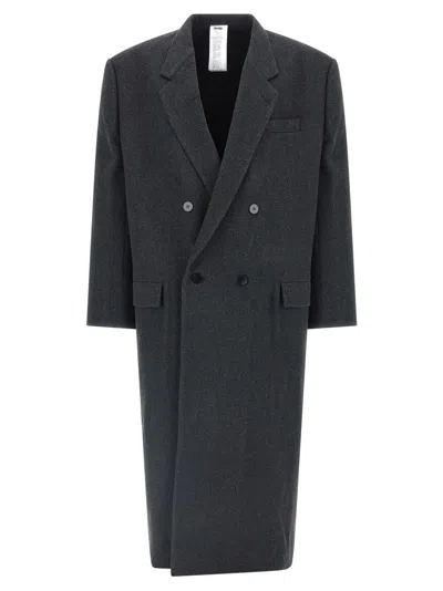 Magliano Double Breasted Coat Notched Lapels In Black