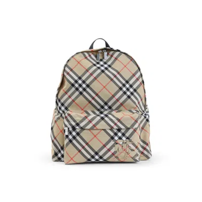 Burberry Check Pattern Backpack With Front Pocket In Multi