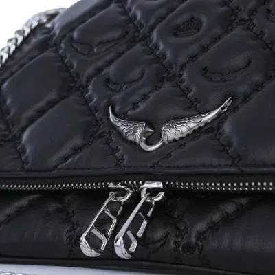 Zadig & Voltaire Rectangular Quilted Shoulder Bag With Chain Strap In Black