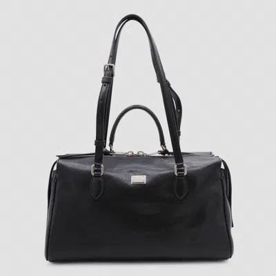 Dolce & Gabbana Calf Leather Shoulder Bag Vittoria Model In Black