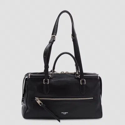 Dolce & Gabbana Calf Leather Shoulder Bag Vittoria Model In Black