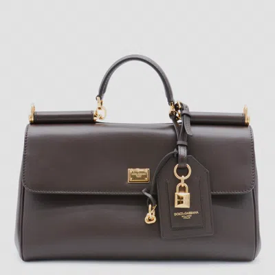 Dolce & Gabbana Women Brown Handbag With Key And Padlock Detail And Adjustable And Removable Shoulde