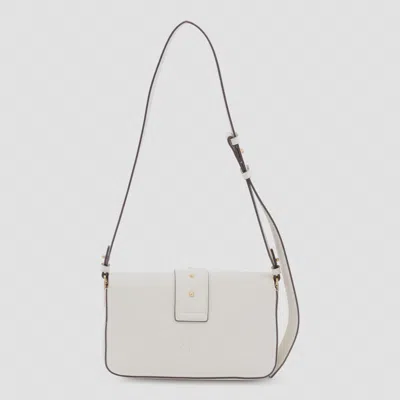 Pinko Beige Leather Mini Love Shoulder Bag In White