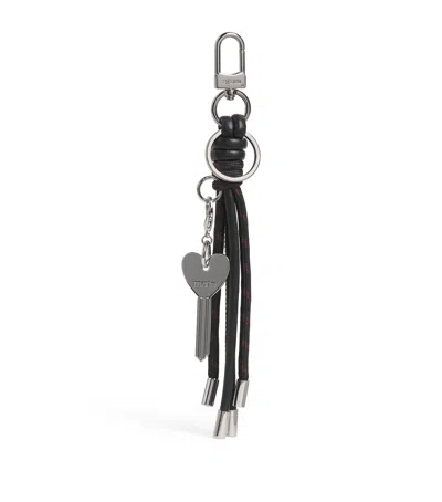 Maje Womens Black Embellished Leather Keyring Charm In Black