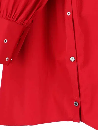 Our Legacy Long Sleeve Knee Length Dress With Eyelet Design In Red