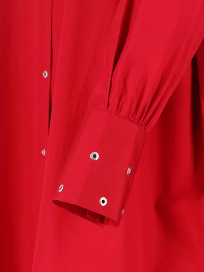 Our Legacy Long Sleeve Knee Length Dress With Eyelet Design In Red