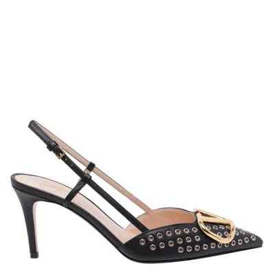 Valentino Pointed Toe Slingback Pumps Featuring Studs In Animal Print