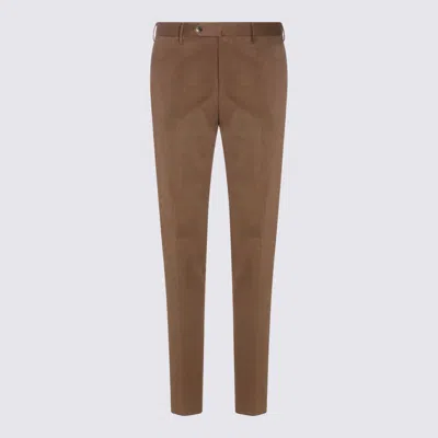 Pt Torino Slim Fit Trousers With Pockets And Loops In Brown