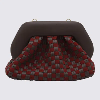 Themoirè Woven Clutch Bag Structured Frame In Black