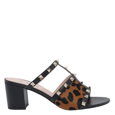Valentino Animal Print Block Heel Open Toe Sandals In Animal Print