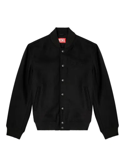Diesel Bomber Jacket With Embroidered Logo In Black