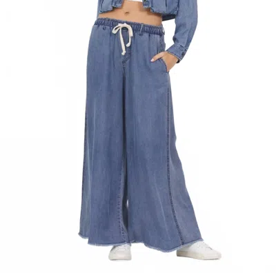 Vintage Havana Wide-leg Drawstring Pants In Washed Denim In Multi