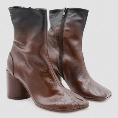 Mm6 Maison Margiela Anatomic Block-heel Boots In Brown