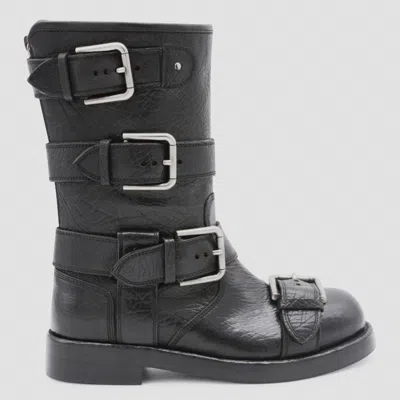 Dolce & Gabbana Leather Boot With Buckles In Black