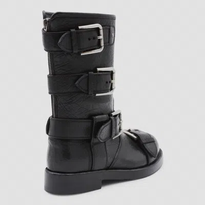 Dolce & Gabbana Leather Boot With Buckles In Black