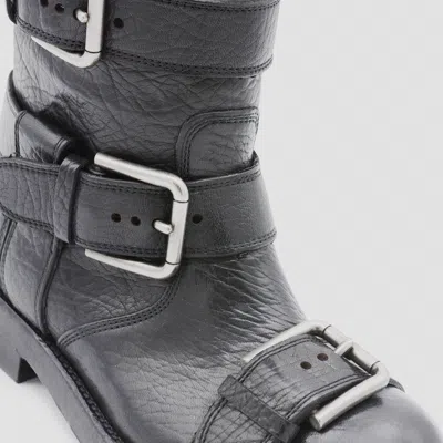 Dolce & Gabbana Leather Boot With Buckles In Black