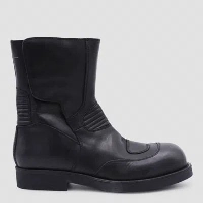 Mm6 Maison Margiela Leather Biker Boot In Black