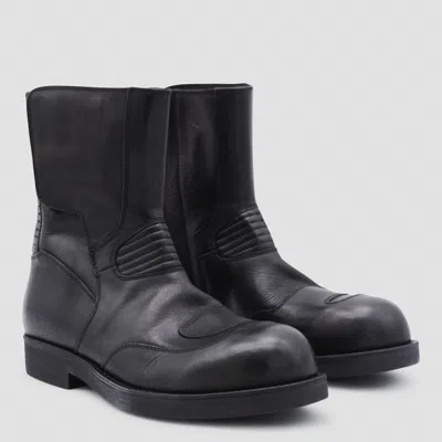 Mm6 Maison Margiela Leather Biker Boot In Black