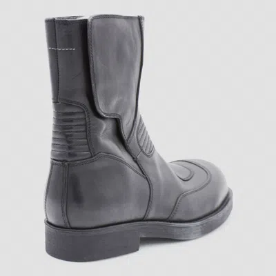 Mm6 Maison Margiela Leather Biker Boot In Black