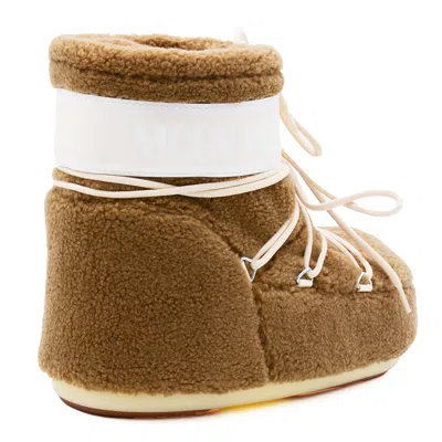 Moon Boot Camel Eco Fur Icon Low Ankle Boots In Brown