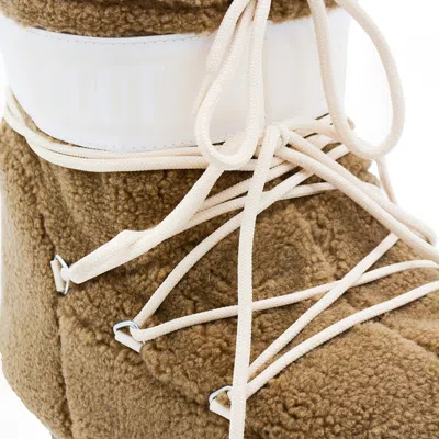 Moon Boot Camel Eco Fur Icon Low Ankle Boots In Brown