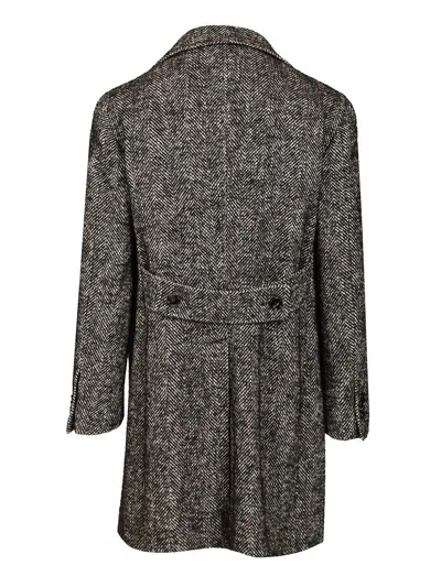 Tagliatore Cappotto Sfoderato 2 Petti Bruce Lungo Resca Tweed Nero 40 Cot 20 Lana 19 Polies 12 Af 5 Seta 4 Alpa In Gray