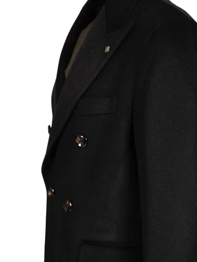 Tagliatore Cappotto Sfoderato 2 Petti Blu Bruce Lungo Lana Jackets Blue In Black