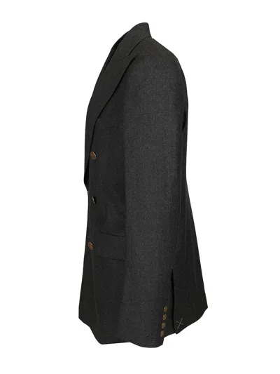Vivienne Westwood Grey Double-breasted Jacket With Wide Peak Lapels In Wool Man In Black