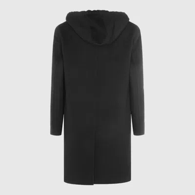 Lardini Hooded Button-down Coat In Black