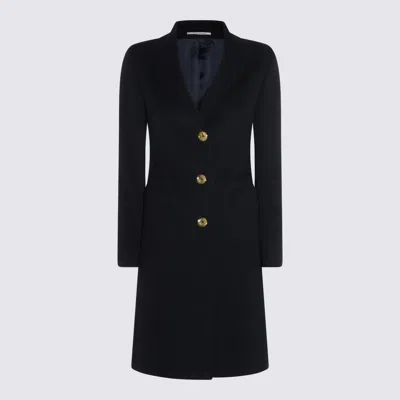 Tagliatore Long Sleeve Coat With Notched Lapel And Back Vent In Black