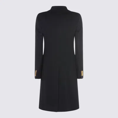 Tagliatore Long Sleeve Coat With Notched Lapel And Back Vent In Black