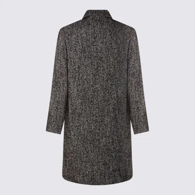 Nn07 Herringbone Pattern Mid-length Coat With Long Sleeves In Gray
