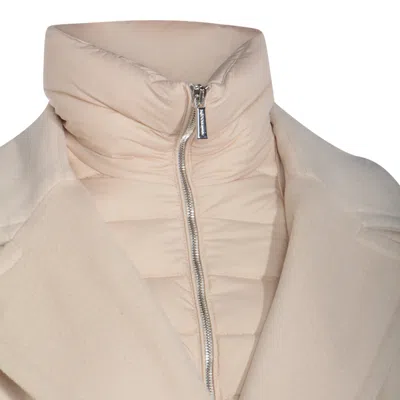 Moorer Long Quilted Jacket Belted Waist In Neutral