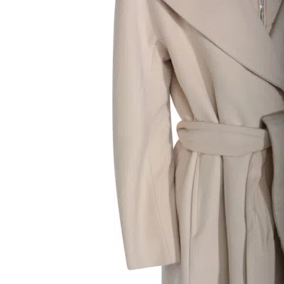 Moorer Long Quilted Jacket Belted Waist In Neutral