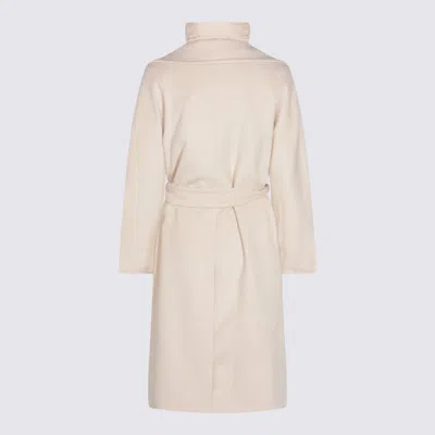 Moorer Long Quilted Jacket Belted Waist In Neutral