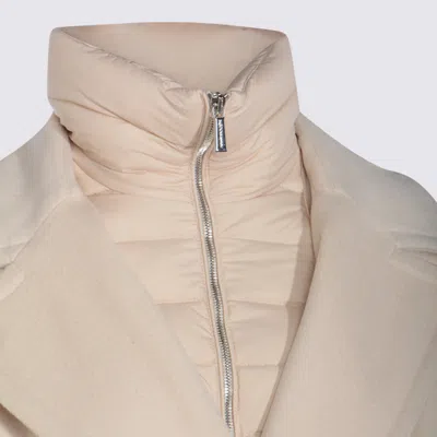 Moorer Long Quilted Jacket Belted Waist In Neutral