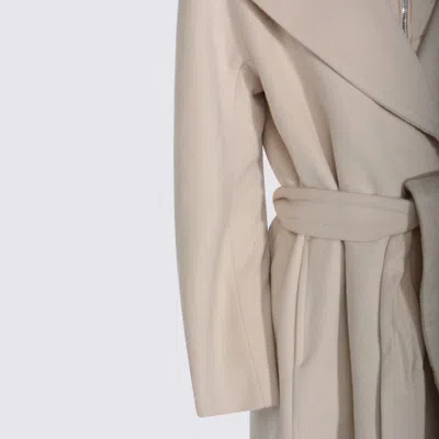 Moorer Long Quilted Jacket Belted Waist In Neutral