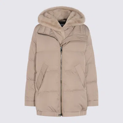 Lou Andrea Hooded Coat In Brown