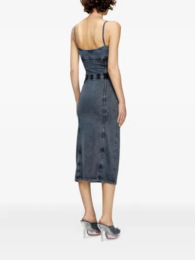 Diesel D-ony Midi Denim Dress In Blue