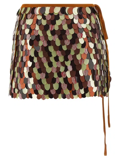 Dries Van Noten Gabrina Skirt Featuring Tie And Sequin Embellishments In Brown