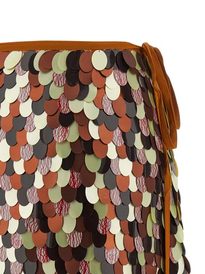 Dries Van Noten Gabrina Skirt Featuring Tie And Sequin Embellishments In Brown