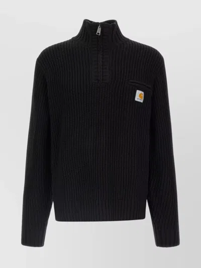 Carhartt Detroit Half Zip Acrylic Blend Sweater In Black