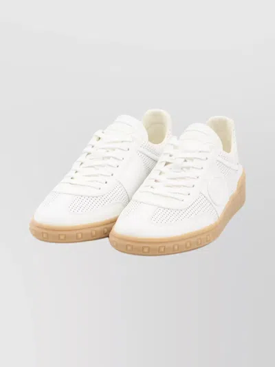 Valentino Garavani Nappa Leather Upvillage Round Toe Sneakers In White