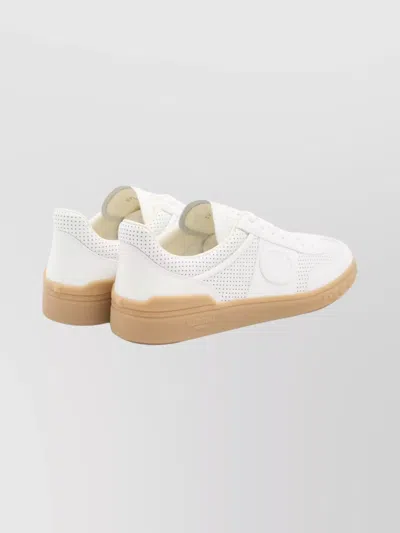 Valentino Garavani Nappa Leather Upvillage Round Toe Sneakers In White