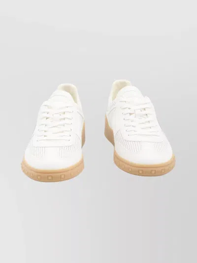Valentino Garavani Nappa Leather Upvillage Round Toe Sneakers In White