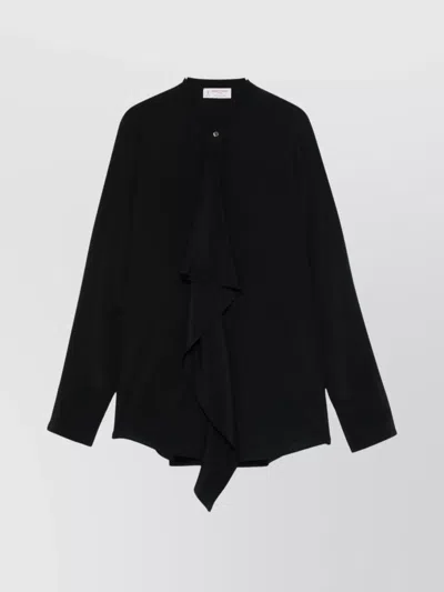 Alberto Biani Long Sleeve Top Ruffle Detail In Black
